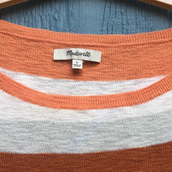 Madewell Women's Maggie Orange Stripe Boxy Sweater Tee Large - Picture 6 of 6